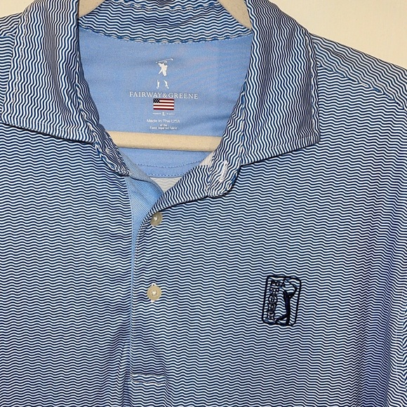 Men's Fairway & Greene Blue Wave Print Golf Polo Size Large - Picture 2 of 6